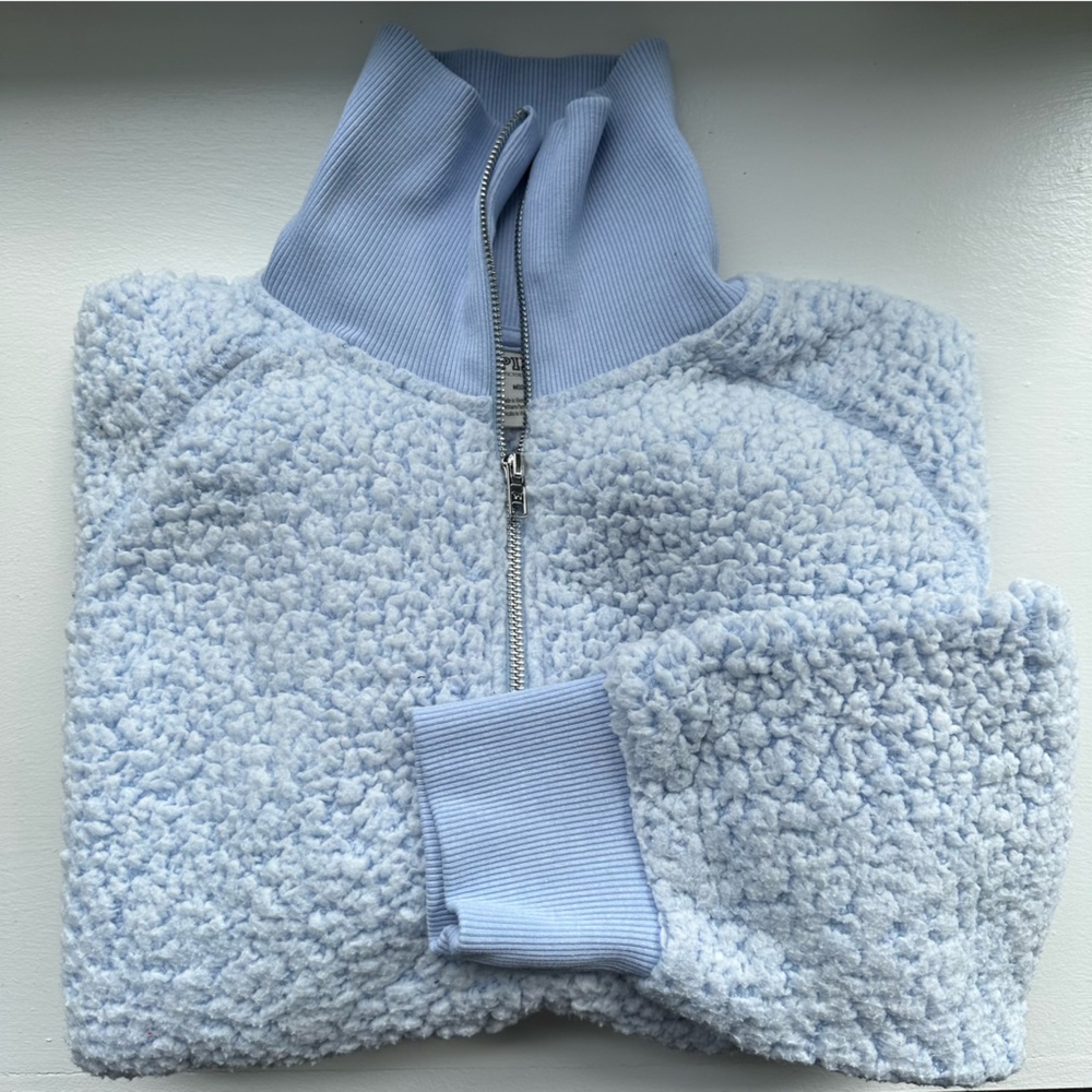 Victoria’s Secret PINK Sherpa Quarter Zip in light blue